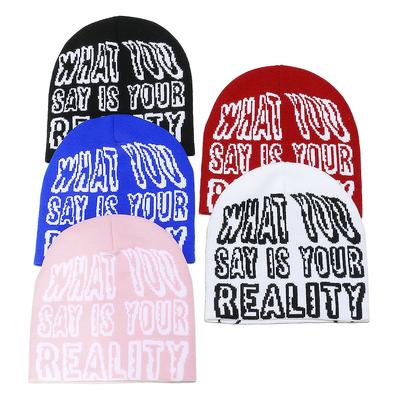 Beanie Caps Cold Hat Children's Personality Trend Hip Hop Pullover Hat Letter Cross Jacquard Knitted Hat Men