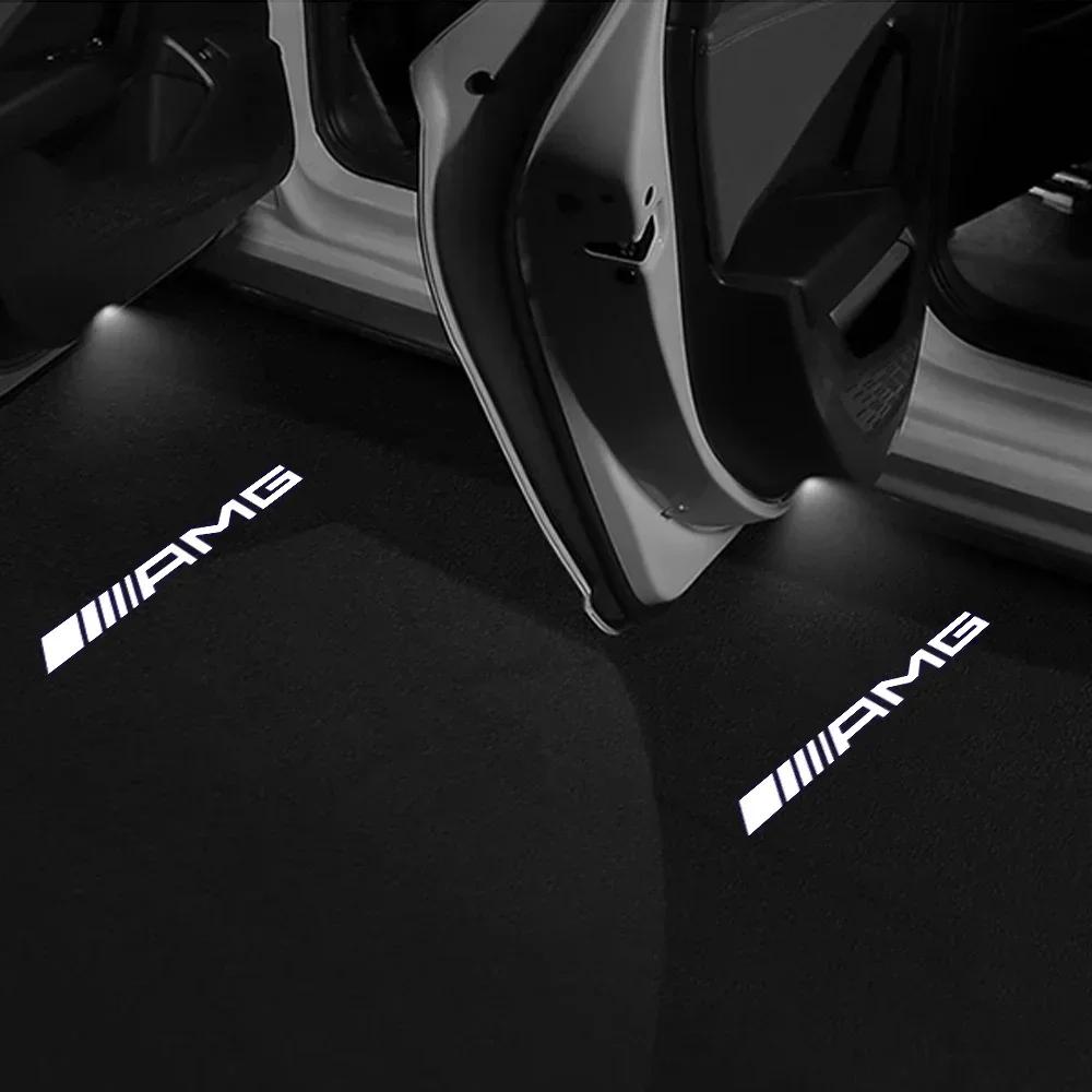 2025 Hot 2X Car Door Sign Welcome Light LED Projection Light For Mercedes Benz AMG GLC GLA GLE GLS GL W204 W176 W205 W213 W166 W