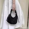 Fashi Elegant Cloud Bag Pure-color Versatile Messenger Bags Niche Design Drawstring Pleated Bag High-quality Nyl Casual Bags