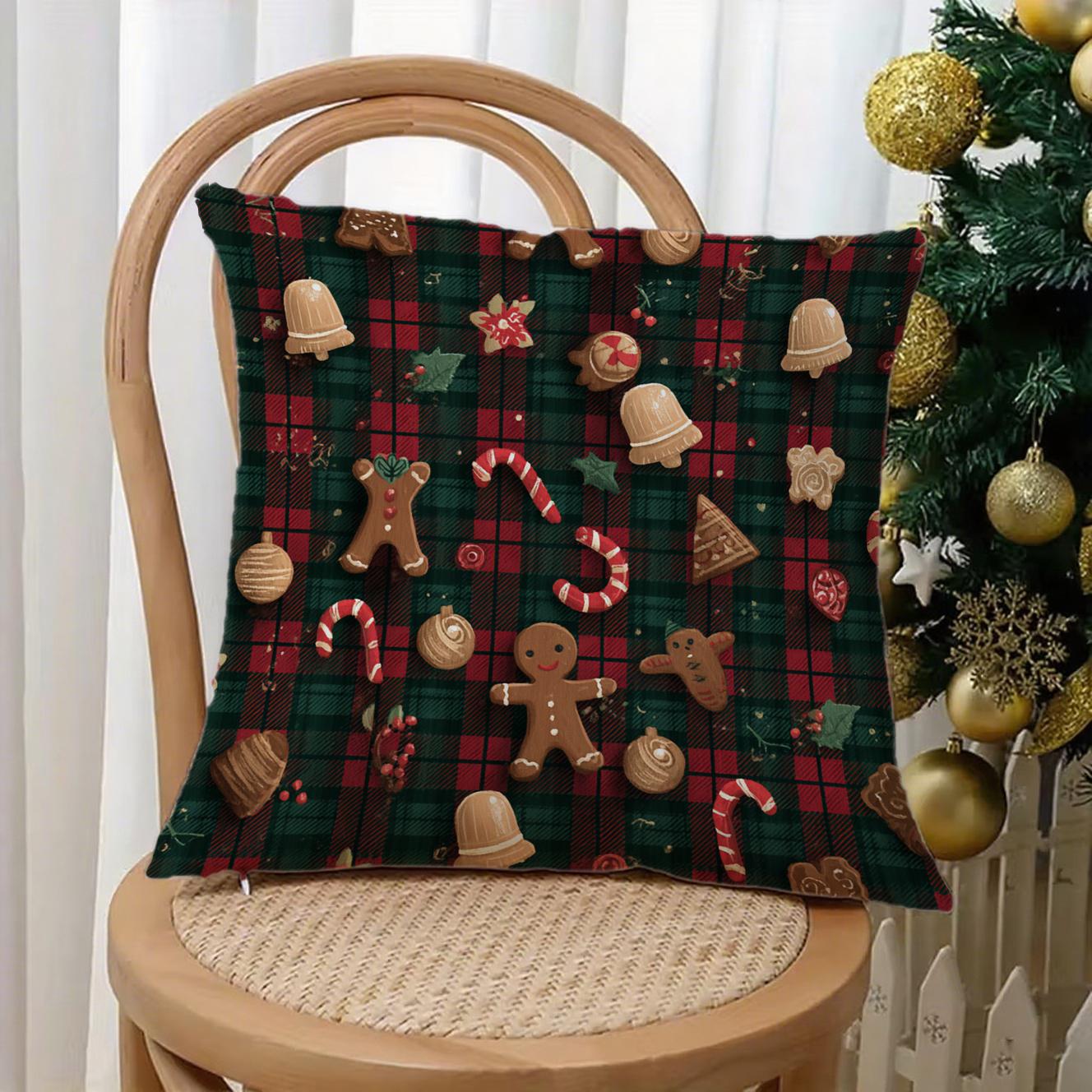 

Festive Christmas Patterned PillowcasesSuitable for sofa car bedroom decorative cushion cover pillow cover 16x16Inch