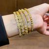 Gold-Plated Zircon Round Buckle Bangle - Elegant Korean Retro Style Bracelet for Women