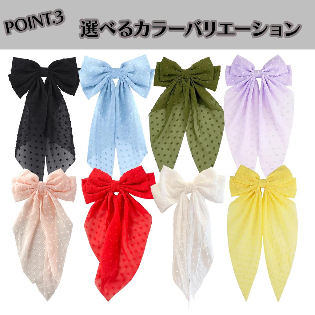 Pink Polka Dot Sheer Big Ribbon Barrette, Ribbon Clip, Lolita, Dreamy Cute, Gothic Lolita Hair Clip, Hairpin, Hair Accessory [Used]