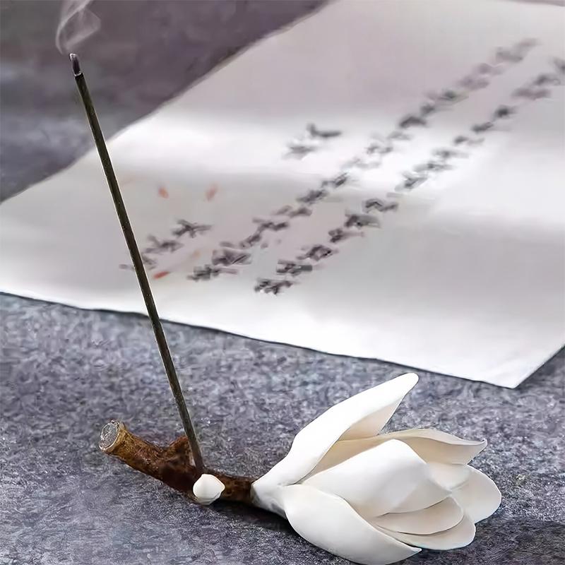 Ceramic Handmade Magnolia Flower Incense Stand Creative Indoor Zen Incense Holder Incense And Tea Ceremony Decoration Gift