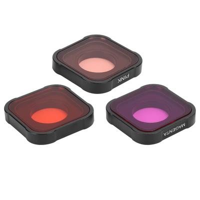 Junestar 3 em 1 Filtro de Lente para Câmera Conjunto de Filtros para Mergulho Capa Protetora para GoPro Hero 9