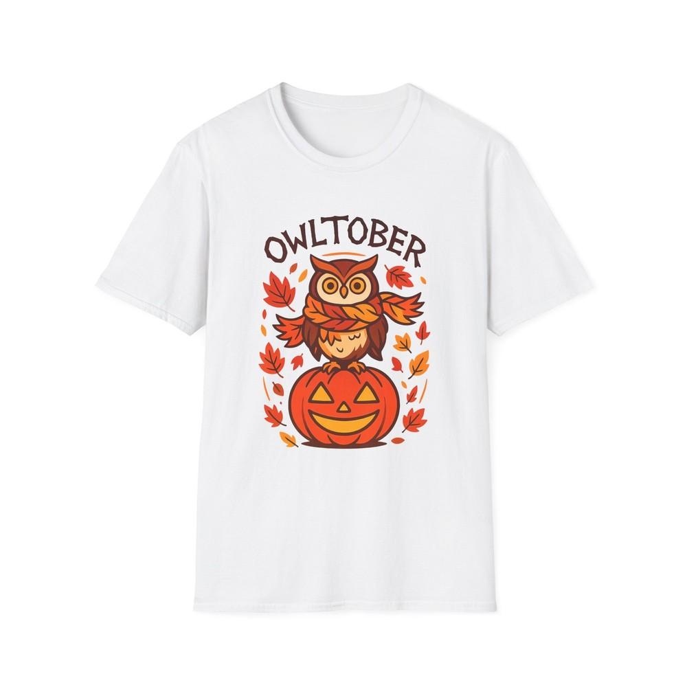 

Unisex Softstyle T-Shirt Autumn Leaves Owl Pumpkin Fall Cartoon 2XL