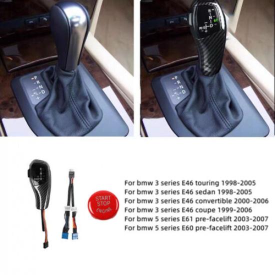 Luxury Led Gear Shift Knob & Red Engine Switch For BMW 5 Series E60 E61 03-07