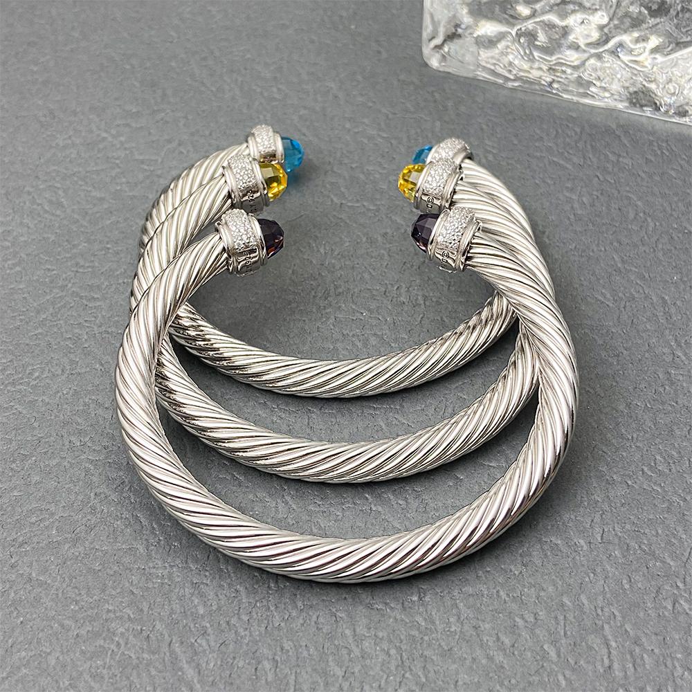 Bracciale Intrecciato a Spirale di David Decorazioni in Cristallo Colorato Bracciale con Bocca Aperta Gioielli di Moda di Alta Qualità