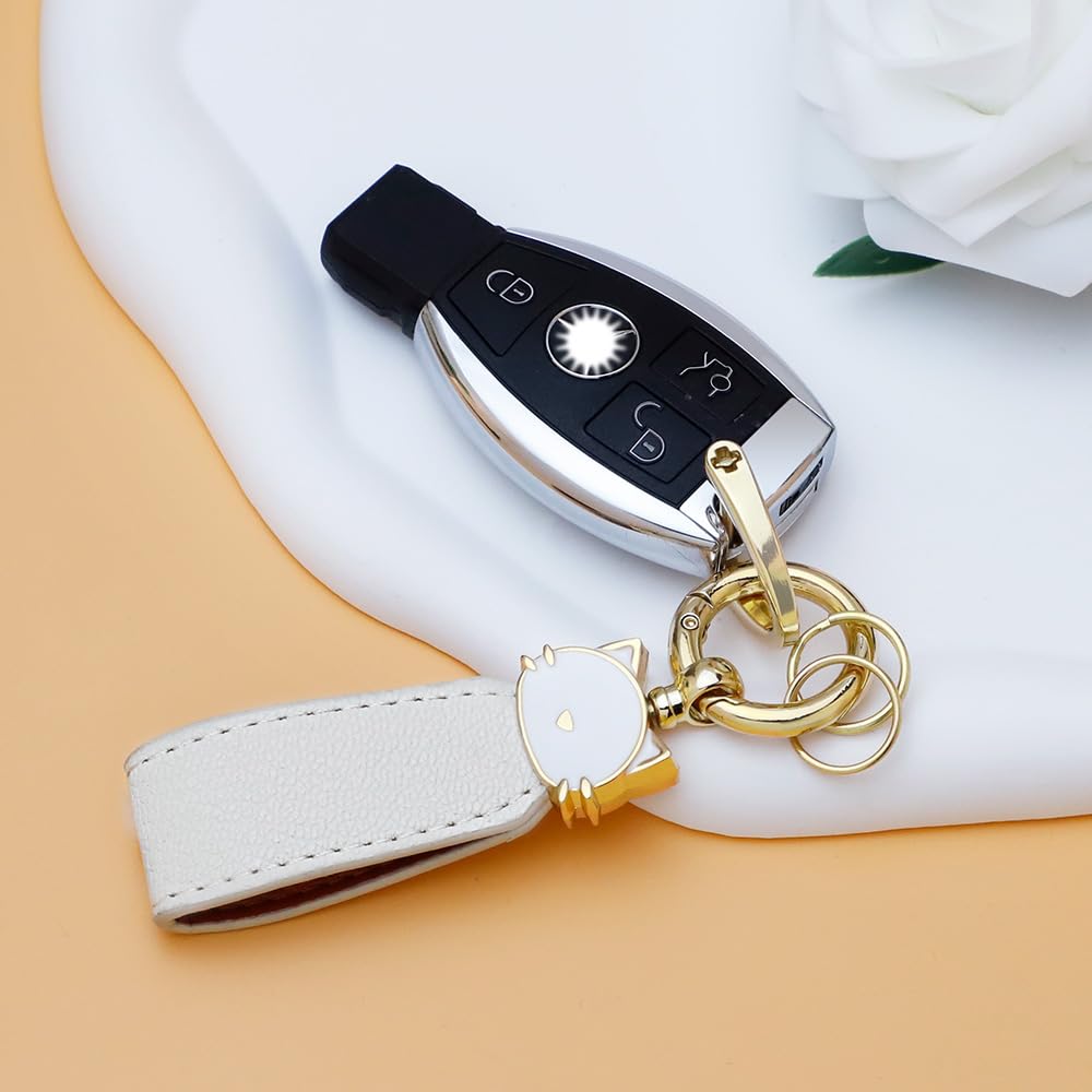 Catland Keychain, Cat, Car, Motorcycle, Key Clip, Keychain, Stylish, Keyring, Anti-lost, Cute Cat (1, Gold)