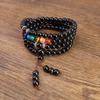 108 Beads Obsidian Chakra Bracelet Quadruple Mala Beads [Coai]