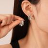 Small style diamond-set pearl C-shaped multi-layer silver needle stud earrings, fashionable temperament earrings