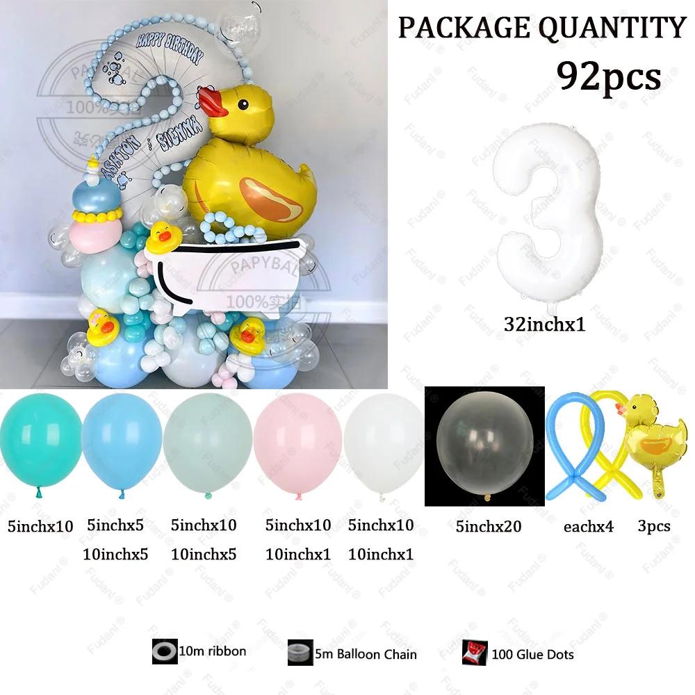 1set Mini Duck Balloon Arch Garland Kit 32inch White Number Blue Latex Balloons for Boy Girl Birthday Party Decoration 2025