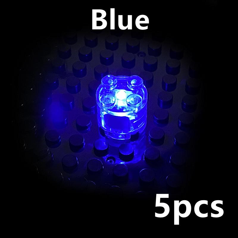 Non-Toxic 5Pcs 2X2 Dots Light Brick Luminescent Lamp Accessories Round Led Light Up Colorful Education Light-Emitting Building Blocks