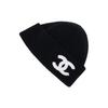 CHANEL Logo Embroidery - Velvet Hat Unisex Couple Style Black