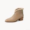 Autumn winter new retro pointed warm short boots thick heel versatile simple comfortable temperament women's boots