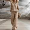 Women's Fashion Casual Spring Autumn Leopard Print Long Sleeve O-Neck Trousers Pants Suits
