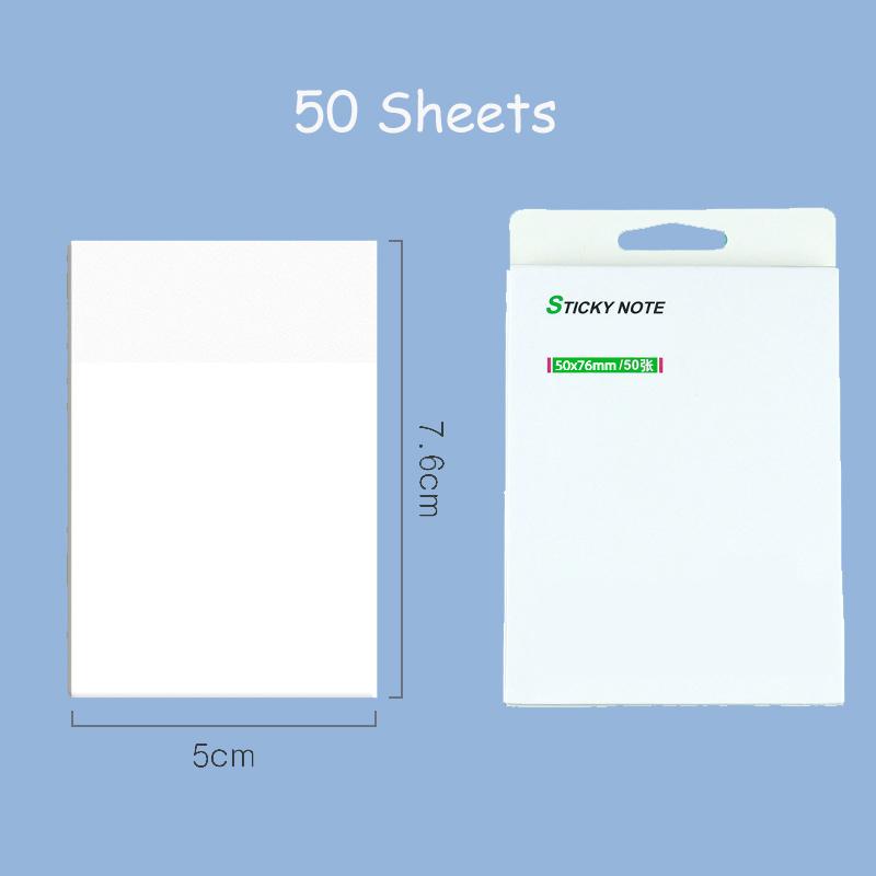 

50 Sheets Tearable Transparent Rectangle/Square Sticky Notes Waterproof Memo Pad Self-Adhesive Note Pad School Office Supplies