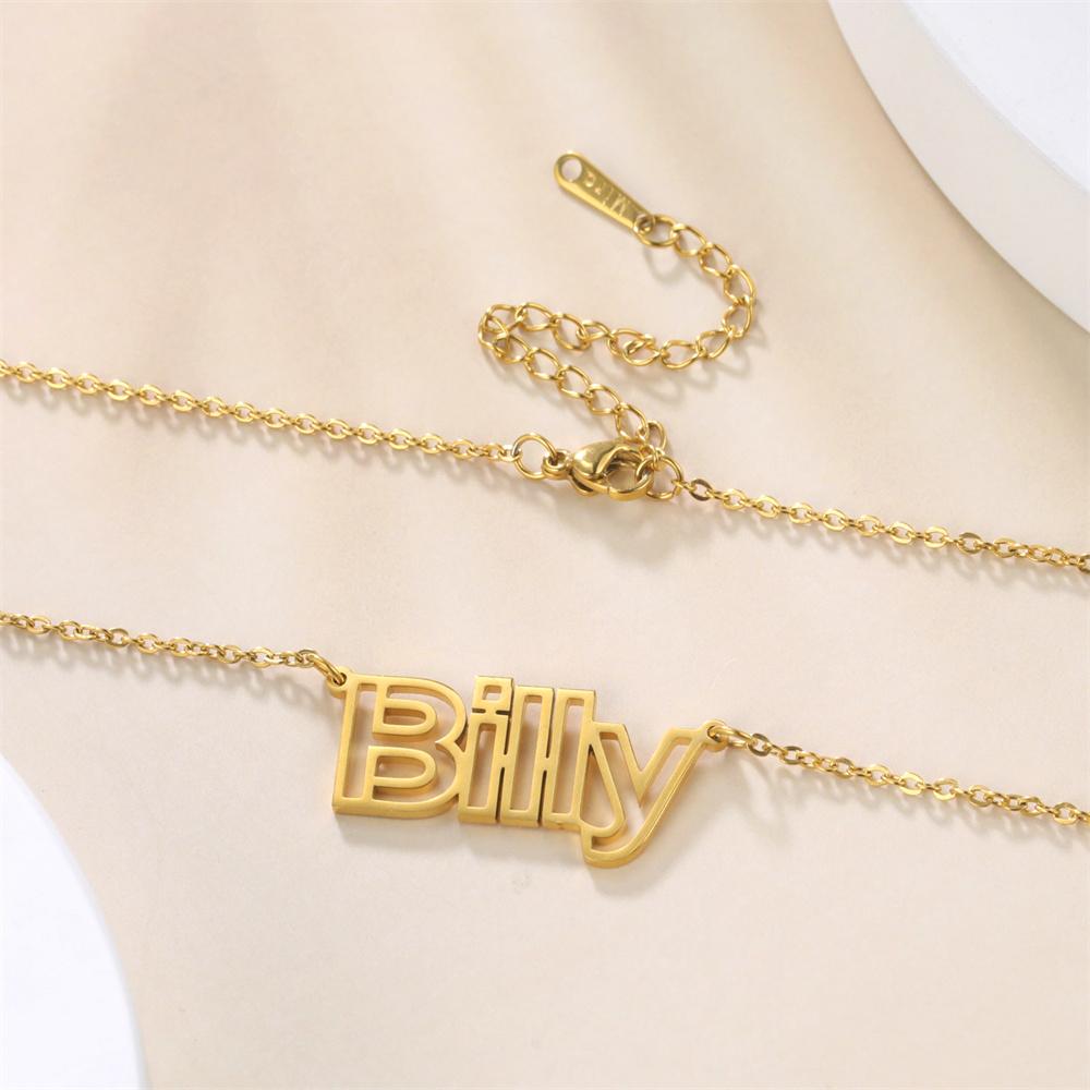 Personalized Name Necklace for Women Men Stainless Steel Pendant Hollow Nameplate Choker Jewelry Customized Necklaces 2026 Trend