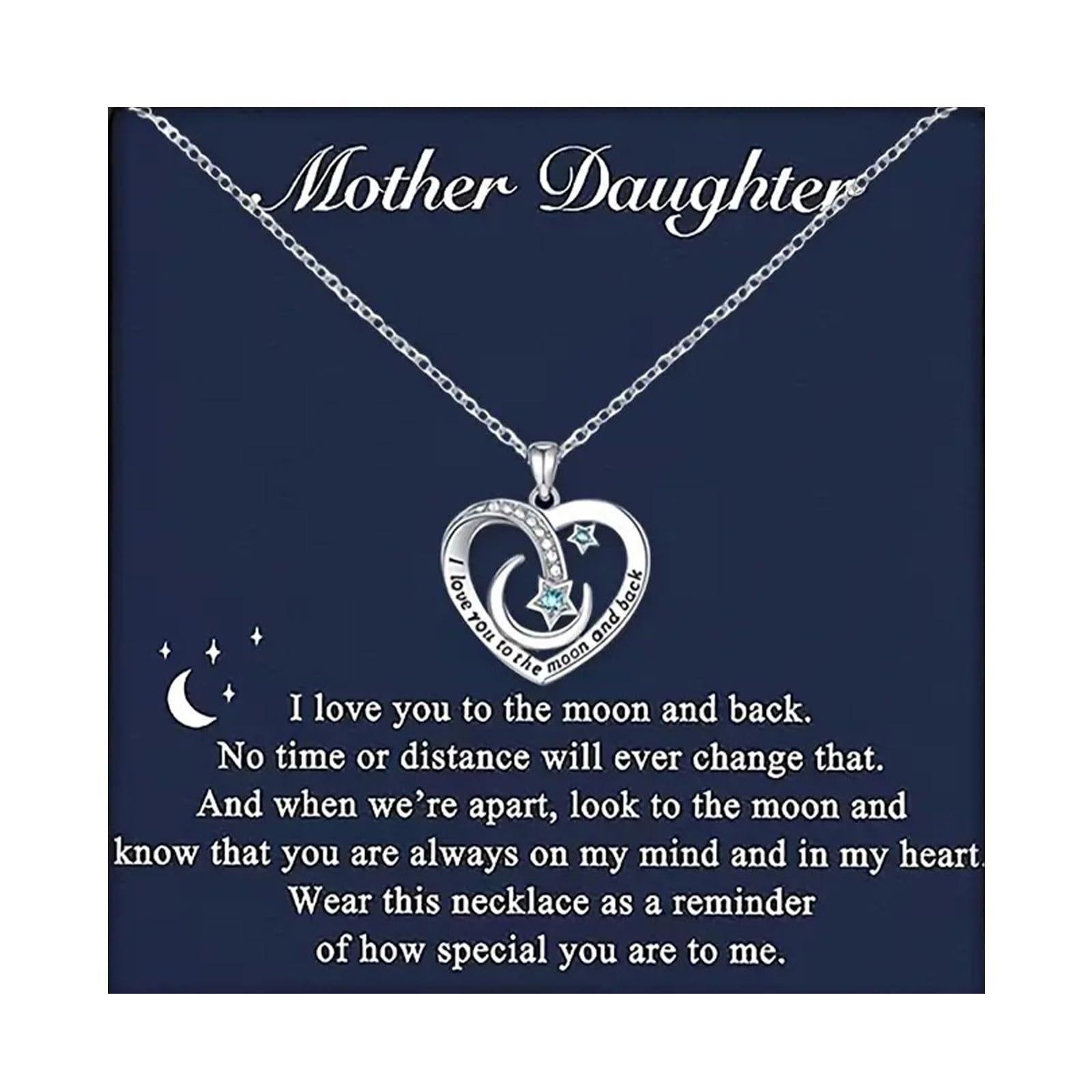 Ladies Stainless Steel Love Necklace with Diamond Engraving Love Moon Star Necklace Stainless Steel Hollow Love Necklace