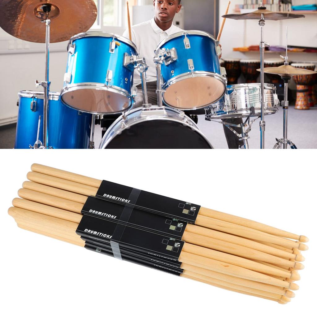 12 Pairs 7A Drumsticks Maple Wood Portable Drumsticks Set for Band Performance Home Practice Drumsticks for Practice Drumsticks for Practice