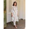 ANNI DESIGNER Women' Rayon Viscose Anarkali Printed Kurta with Pant (Dilam White White Large)