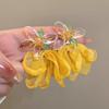 Exquisite Summer Flower Earrings Sweet Chiffon Dangle Drop Earrings For Women Boho Tassel Ear Jewelry Beach Party Accessories