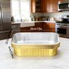 10pcs Golden Aluminum Foil Pans with 10pcs Chear Lids & Handles Heavy Duty Aluminum Pans Disposable Foil Pans Containers