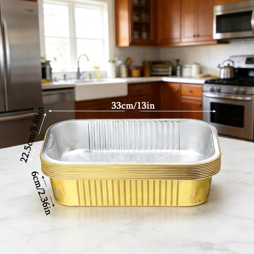 10pcs Golden Aluminum Foil Pans with 10pcs Chear Lids & Handles Heavy Duty Aluminum Pans Disposable Foil Pans Containers