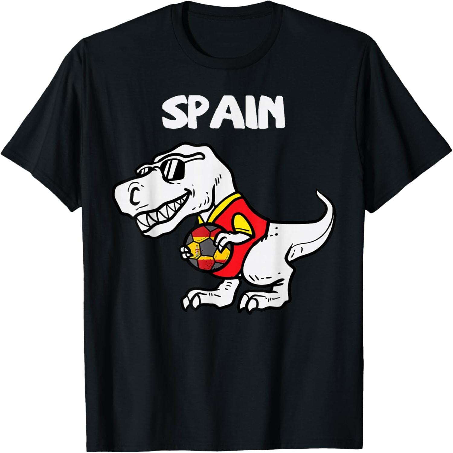 Spain Trex Dino Spanish Flag Soccer Fan Boys Kids Toddlers T-Shirt S