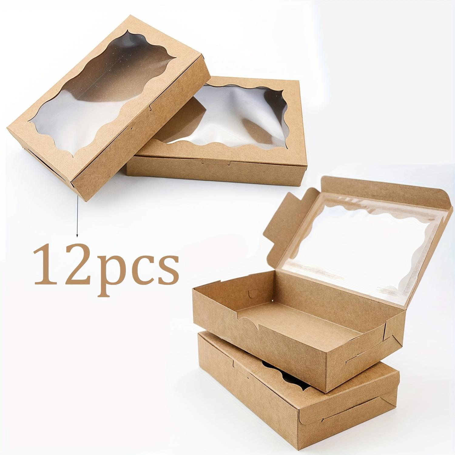 

12 шт. коробок для печенья, коробки для сладостей с окошком, коричневые коробки для выпечки, десертов, шоколада, клубники, кексов, пончиков и подарков на вечеринку 12pcs