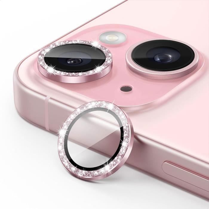 Film de Protection - pour iPhone 15 - 15 Plus - Verre Trempé - Aluminium Brillant Rosé - Anti-Rayures