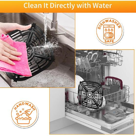 Air Fryer Replacement Parts for Ninja Crispi Air Fryer FN101GY, Air Fryer Accessories Grill Pan Plate Crisper Plate Rack Tray with Rubber Bumpers