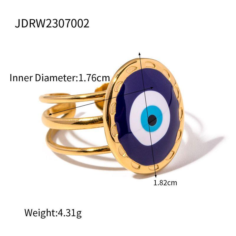 European and American Fashion Devil's Eye Titanium Steel Plated 18K Gold Ring Niche Original Design High-End Jewelry That Does Not Fade