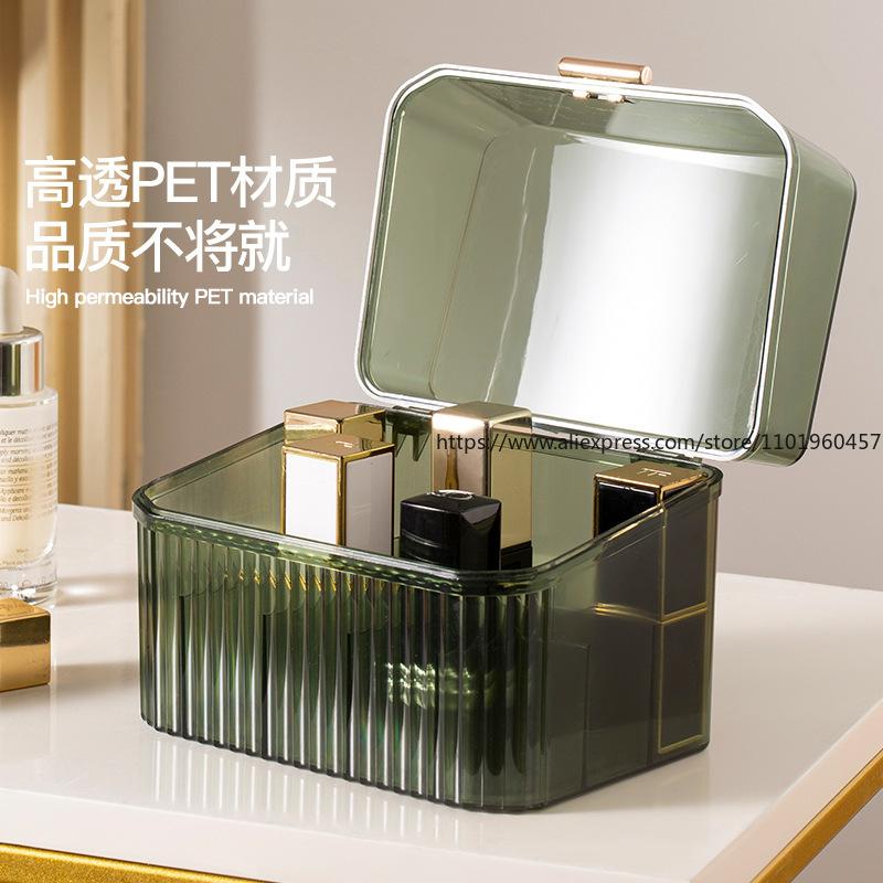 Light Luxury Transparent Makeup Organizer Dustproof Desktop Lipstick Case Portable Display Rack for Home