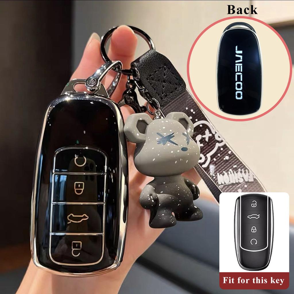 Car Key Case Fob for Chery Jaecoo J8 8 J7 7 PHEV 2025 2026 Keychain Remote Protection Cover Bag Shell Housing Holder Accessories
