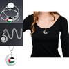 Palestinian Flag Design Time Gem Moon Pendant Necklace Unique Neck Chain