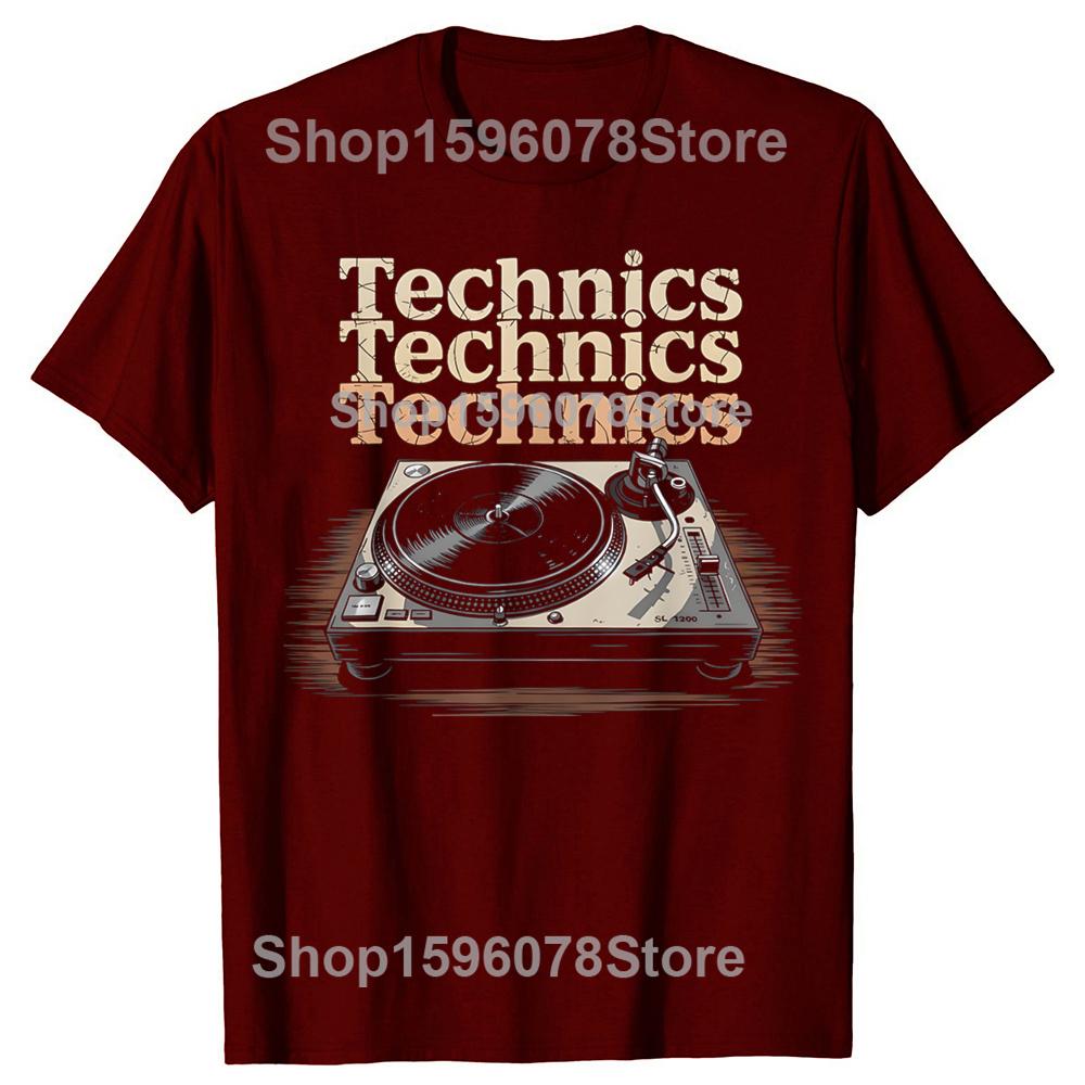 Vintage Turntable Old School DJ Music Tshirts Men Womens Fashion Casual Tshirt 100 Cotton Loose Oversized T Shirt Summer