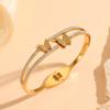 Titanium Steel Gold Butterfly Bracelet: Versatile, Light Luxury Double-Layer with Diamonds for Women.