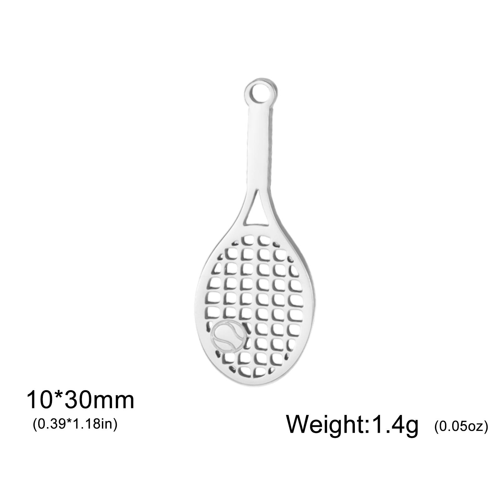 

Teamer 5pcs/Lot Tennis Racket & Ball Charms Stainless Steel For Necklace Bracelet Making Vintage Accessory Hollow Sports Jewelry