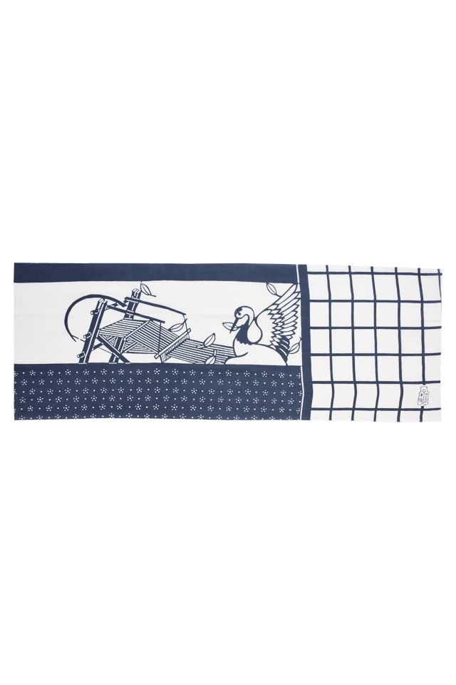 Chikusen Japanese Tenugui Japanese Folktale The Return of Favor 34cm x Made in Japan Hand-Dyed Towel, Series Crane's [Approx. 93cm],