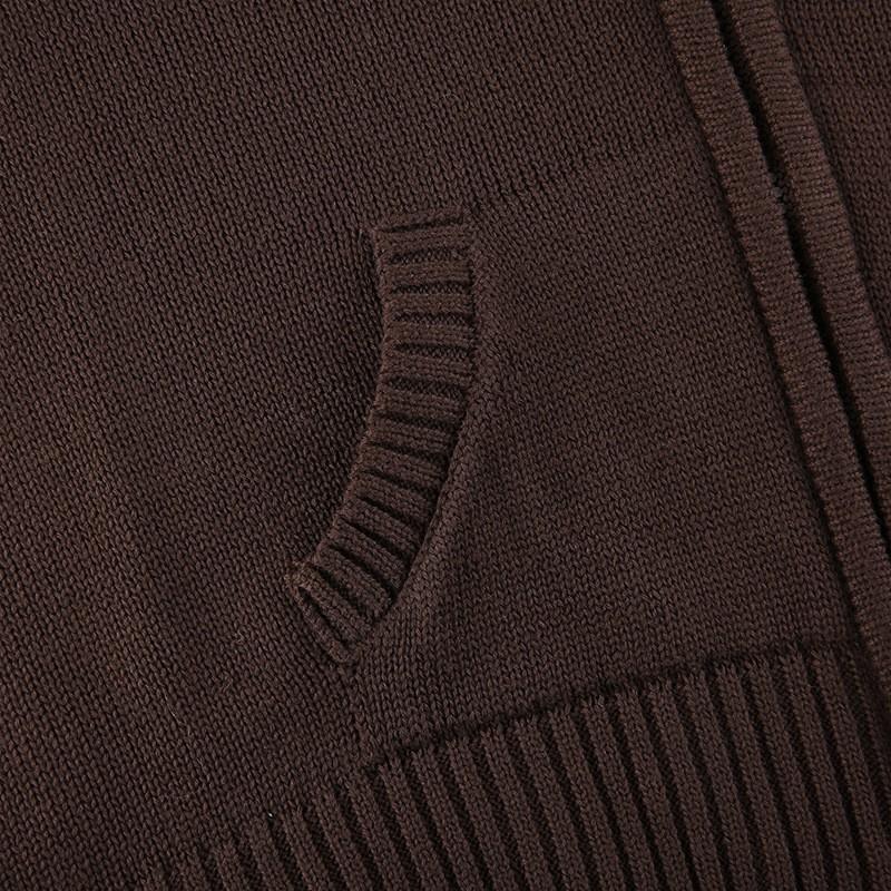 Autumn and Winter Women's Warm Hooded Zip Cardigan Pockets Solid Colour Jacket Short Temperament Tops