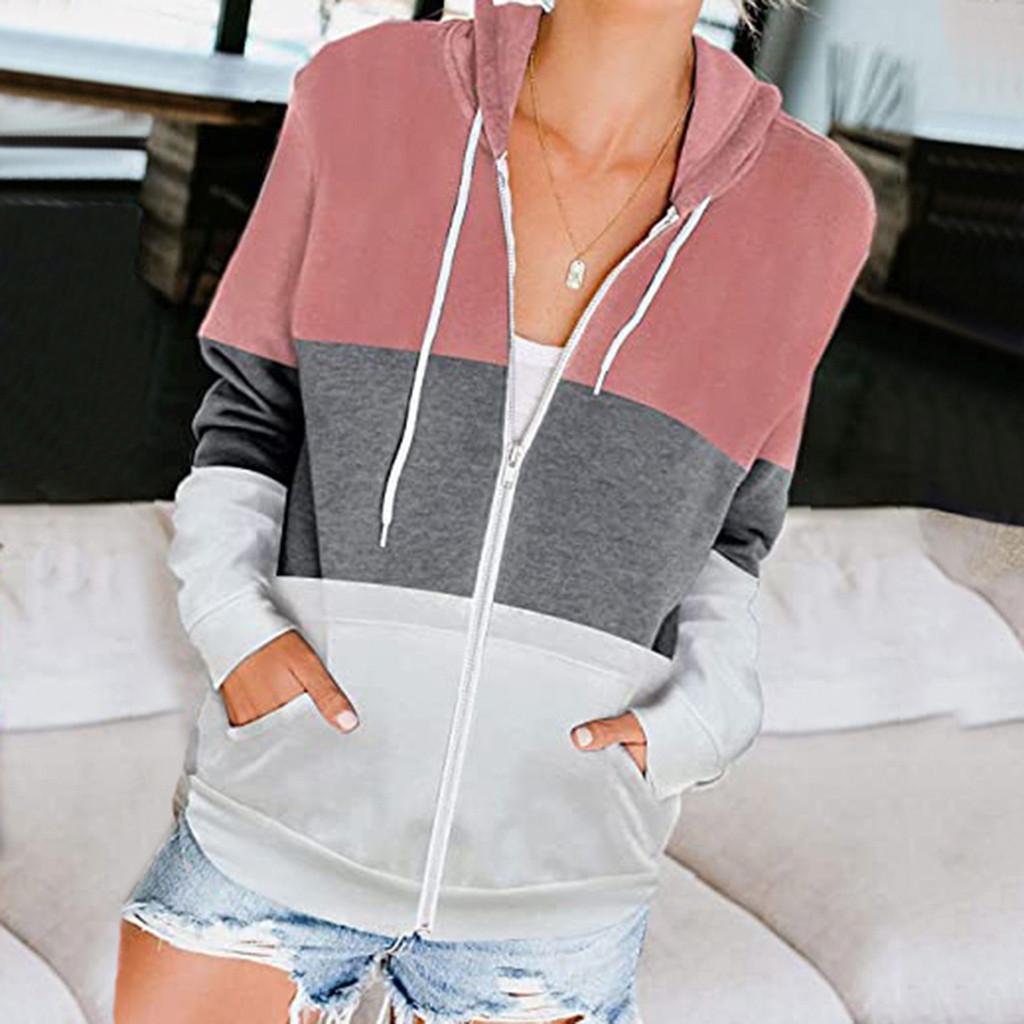 

Женская толстовка с капюшоном на молнии и длинными рукавами, карманная куртка, куртка XXL розовый