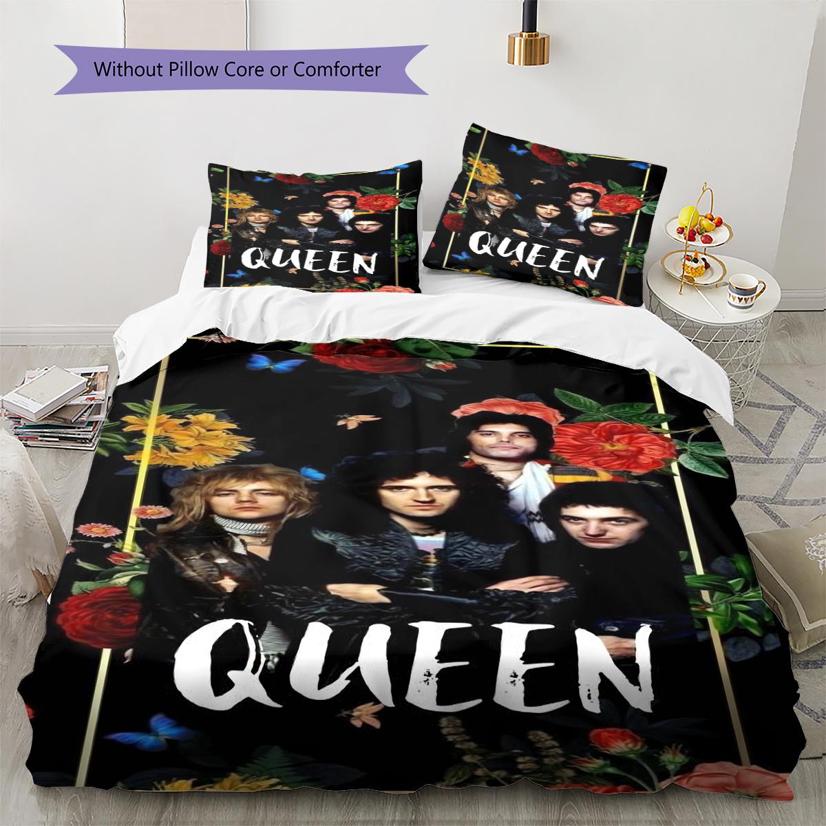 

Queen Band Pattern Bedding Quilt Set Quilt Cover Pillowcase Home Decoration Gift (1 * duvet cover + 2 * pillowcase, without core) 200x200cm
