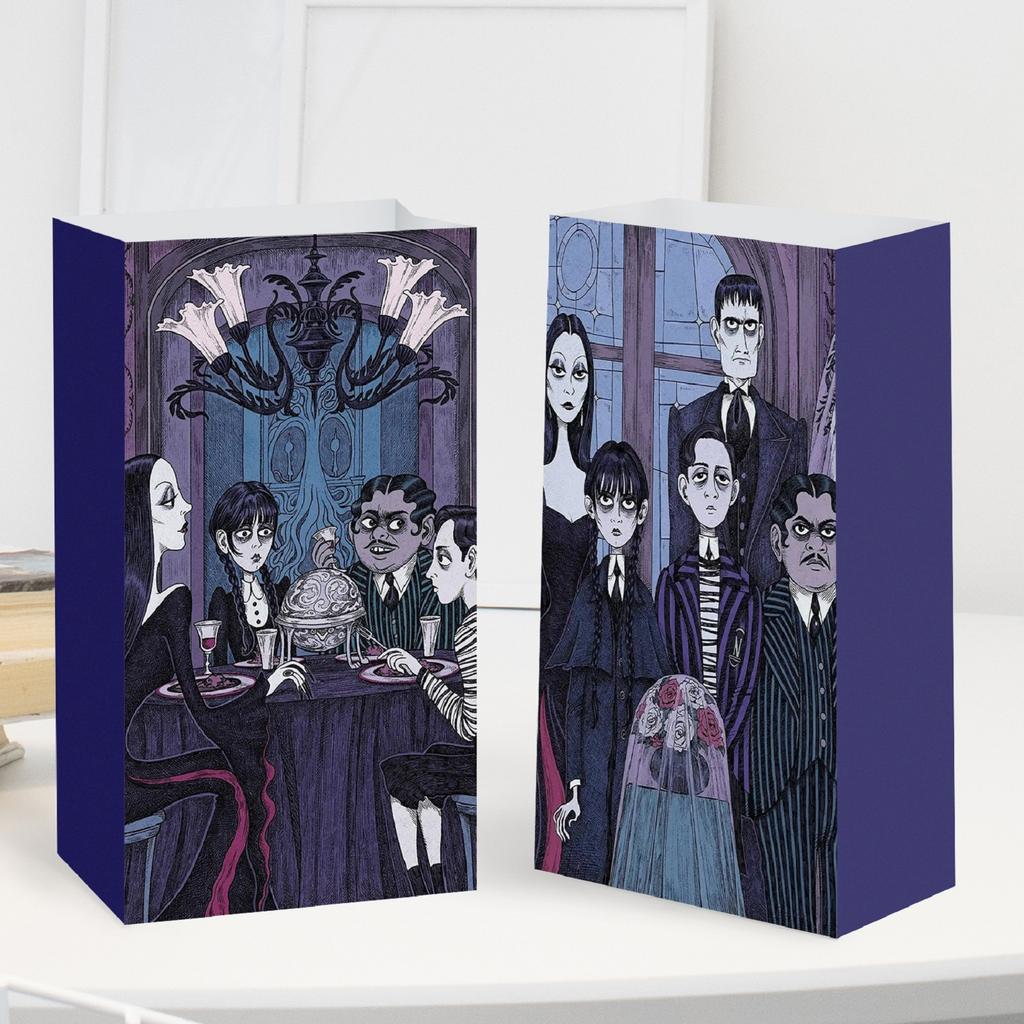 Bag Flat Mouth Gift Bag Sticker Four Styles Eight Patterns 12 Paper Bags 12Stickers Holiday Gift Bags