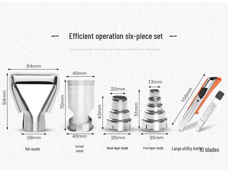 Adjustable Temperature Electric Heat Gun with Digital Display - High Power for Baking, Car Wrapping, and Heat Shrink Film