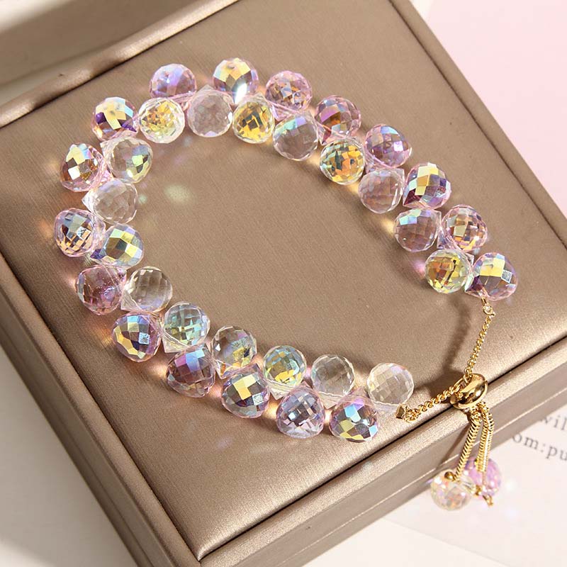 CBrilliant Purple Crystal Bracelet For Women And Girls, Exquisite Zircon Handmade Beaded Charm Bracelets, Jewelry Gift.