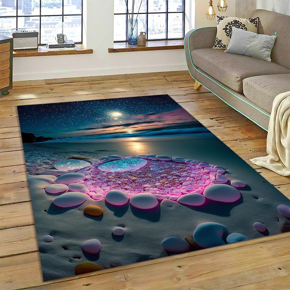 27 Style New Colorful Pebble Rainbow Road Beach Stone Scenery 3D Carpet Rug for Living Room Bedroom Home Sofa,Non-slip Floor Mat