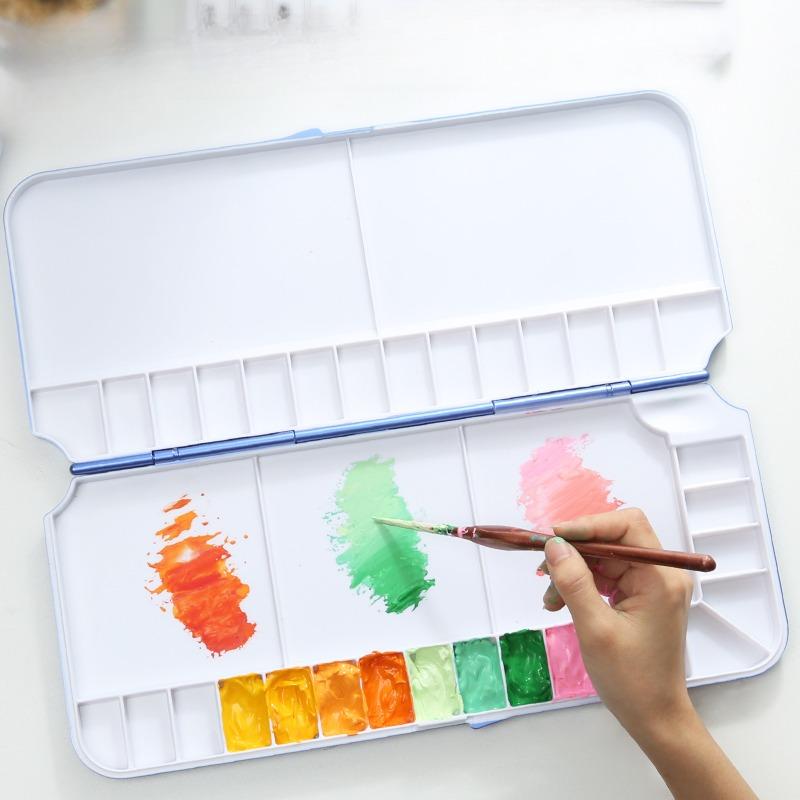 32 Felder 5 Bereiche Kunstpalette Box Aquarell Feuchtigkeitsspendend Tragbar Versiegelte Farbbox Schüler Outdoor Skizzenpalette Kunstwerkzeuge
