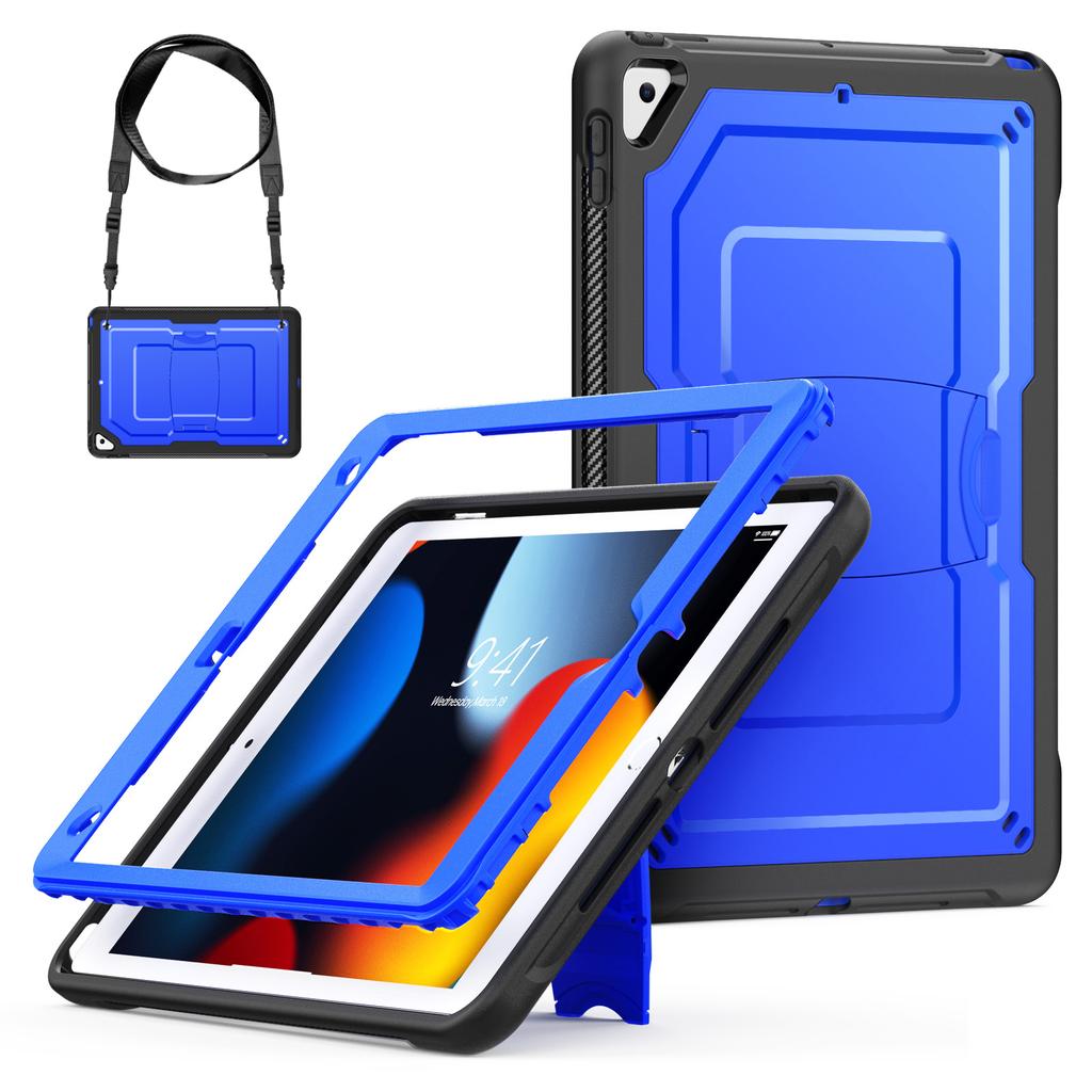 Kickstand PC + TPE Tablet Case with Shoulder Strap For iPad 10.2 (2021)/(2020)/(2019)/Air 10.5 inch (2019)/Pro 10.5-inch (2017)