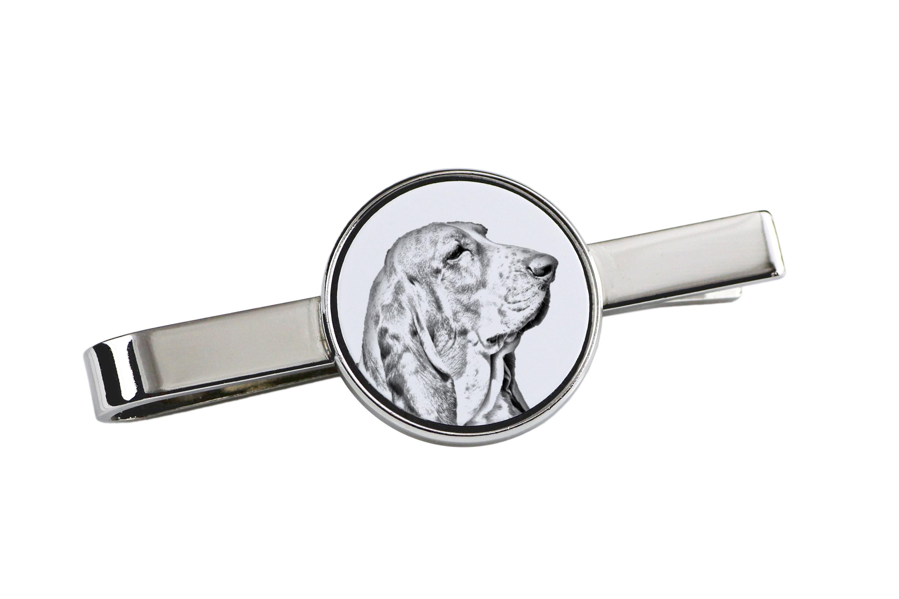 

Basset Hound - tie clip with a dog, personalized tie clip, a unique gift for a man from the Art-Dog brand срібний