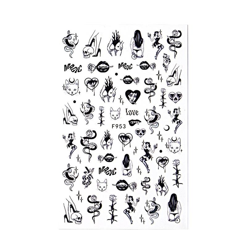 New Nail Art Stickers European and American Ghost Festival Dark Butterfly Bloodthirsty Rose Skull Zombie Nail Decal